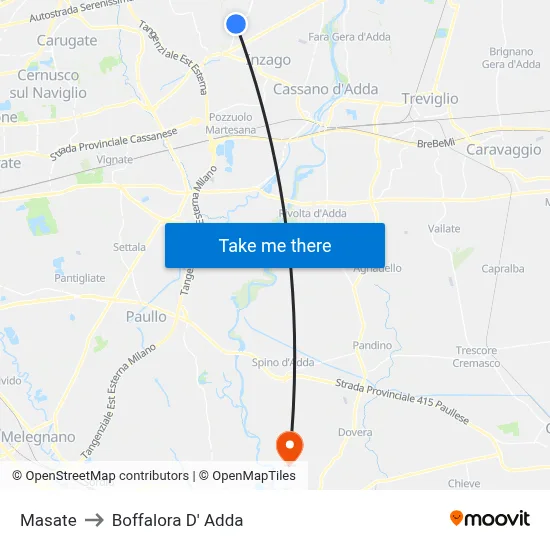 Masate to Boffalora D'Adda map