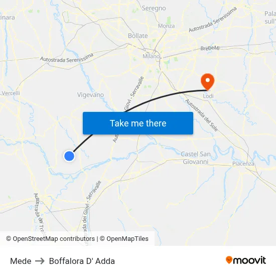 Mede to Boffalora D'Adda map
