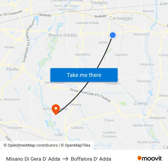 Misano di Gera d'Adda to Boffalora D'Adda map