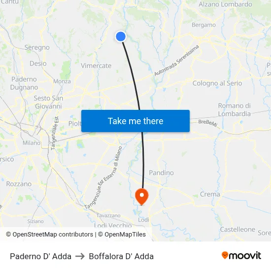 Paderno D'Adda to Boffalora D'Adda map
