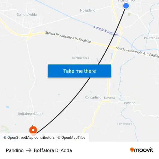 Pandino to Boffalora D'Adda map