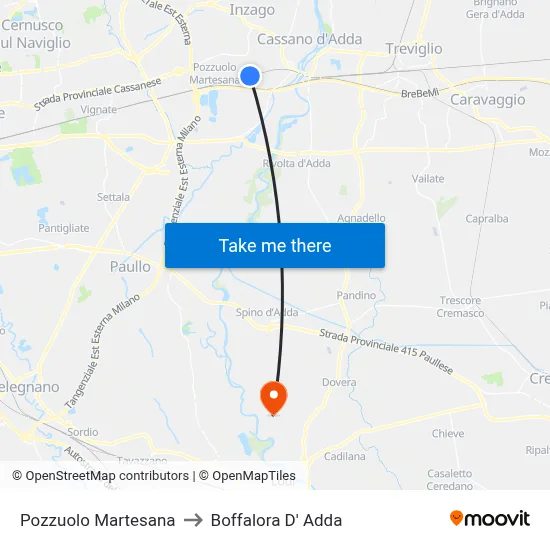Pozzuolo Martesana to Boffalora D'Adda map