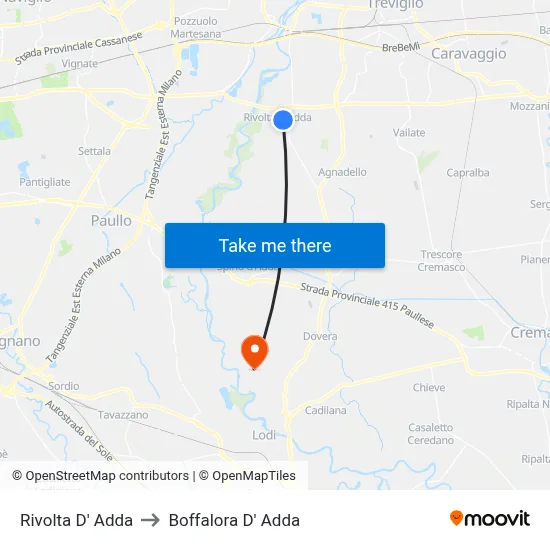 Rivolta d'Adda to Boffalora D'Adda map