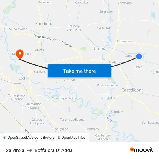 Salvirola to Boffalora D'Adda map