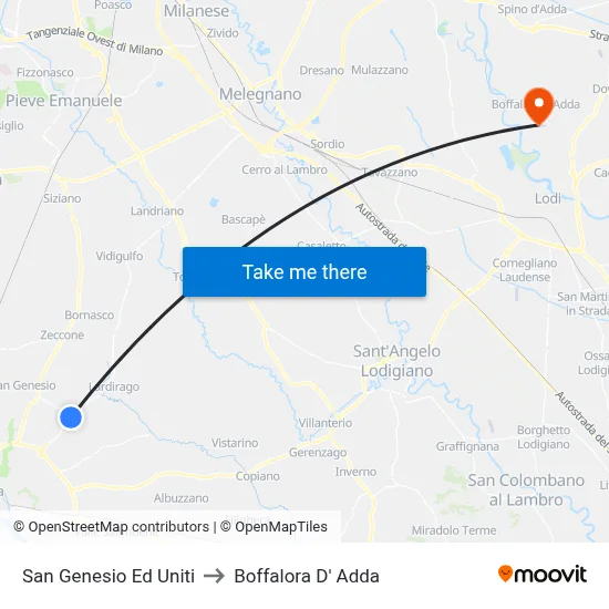 San Genesio Ed Uniti to Boffalora D'Adda map