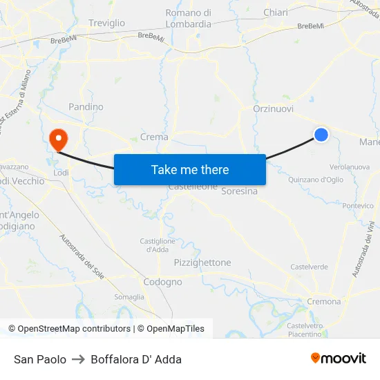 San Paolo to Boffalora D'Adda map