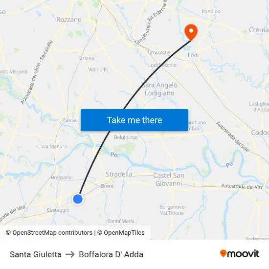 Santa Giuletta to Boffalora D'Adda map