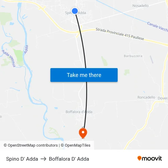Spino D' Adda to Boffalora D'Adda map