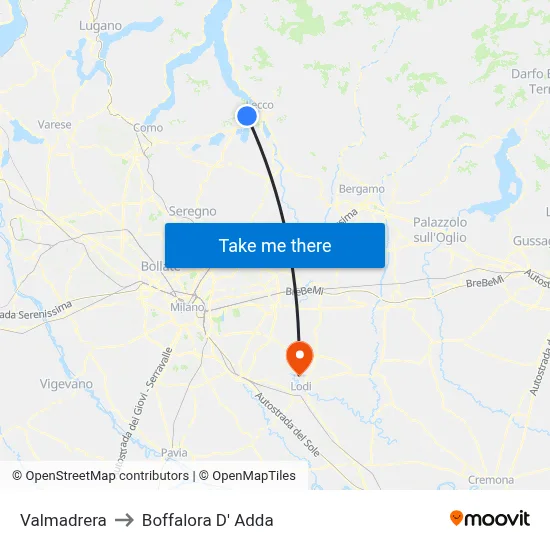 Valmadrera to Boffalora D'Adda map