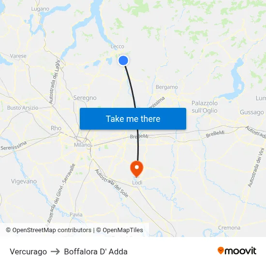 Vercurago to Boffalora D'Adda map