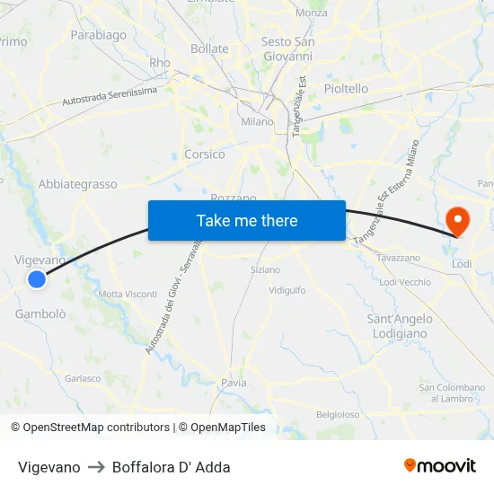 Vigevano to Boffalora D'Adda map