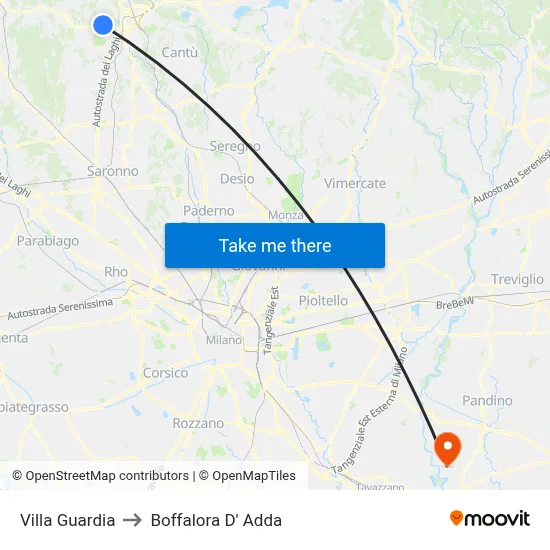Villa Guardia to Boffalora D'Adda map