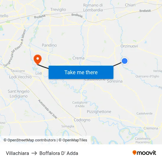 Villachiara to Boffalora D'Adda map