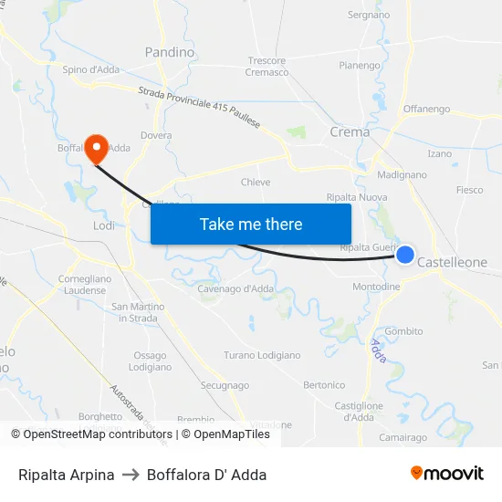 Ripalta Arpina to Boffalora D'Adda map
