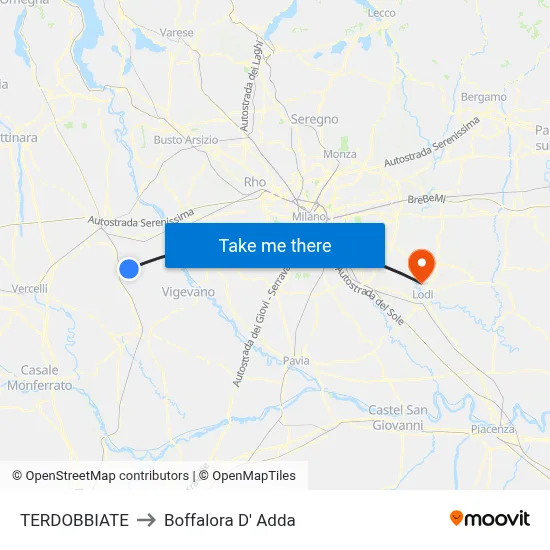 Terdobbiate to Boffalora D'Adda map