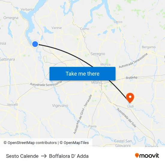 Sesto Calende to Boffalora D'Adda map