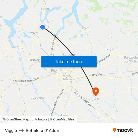 Viggiù to Boffalora D'Adda map