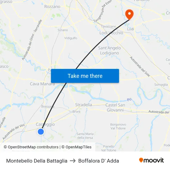 Montebello Della Battaglia to Boffalora D'Adda map