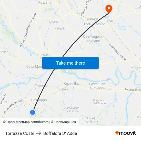 Torrazza Coste to Boffalora D'Adda map