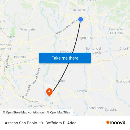 Azzano San Paolo to Boffalora D'Adda map