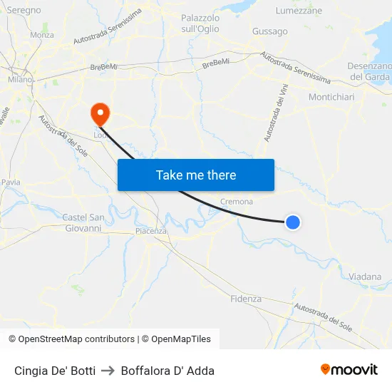 Cingia de' Botti to Boffalora D'Adda map