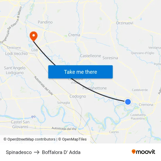 Spinadesco to Boffalora D'Adda map