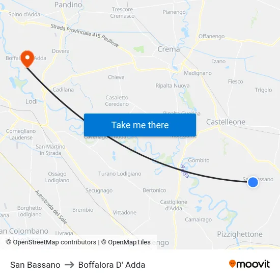 San Bassano to Boffalora D'Adda map