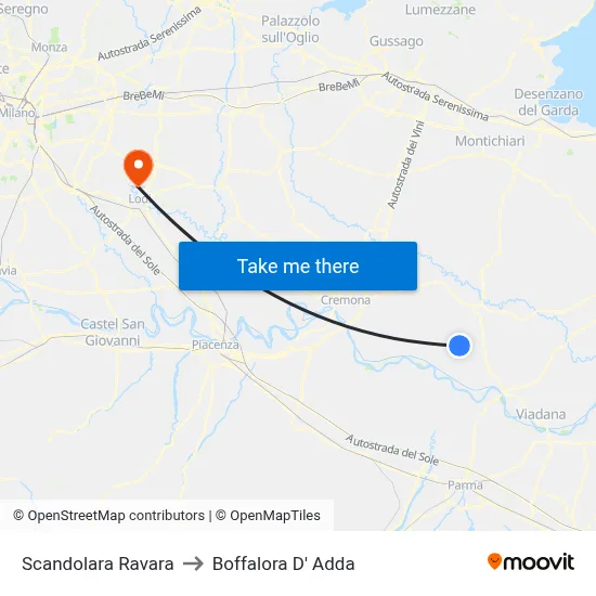 Scandolara Ravara to Boffalora D'Adda map