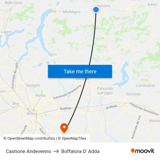 Castione Andevenno to Boffalora D'Adda map