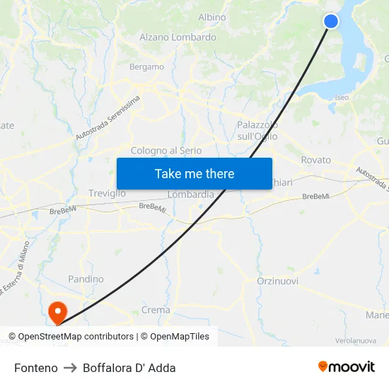 Fonteno to Boffalora D'Adda map