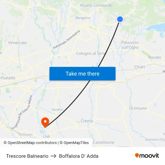 Trescore Balneario to Boffalora D'Adda map