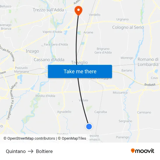 Quintano to Boltiere map