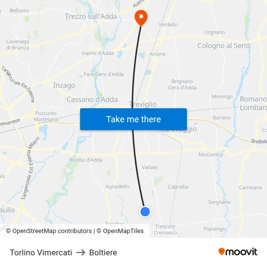 Torlino Vimercati to Boltiere map