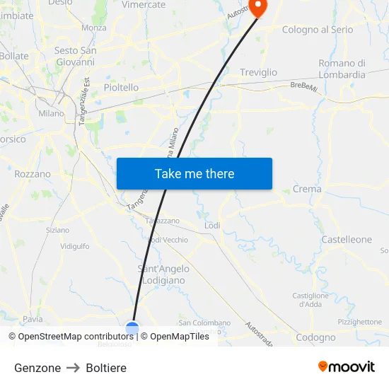 Genzone to Boltiere map