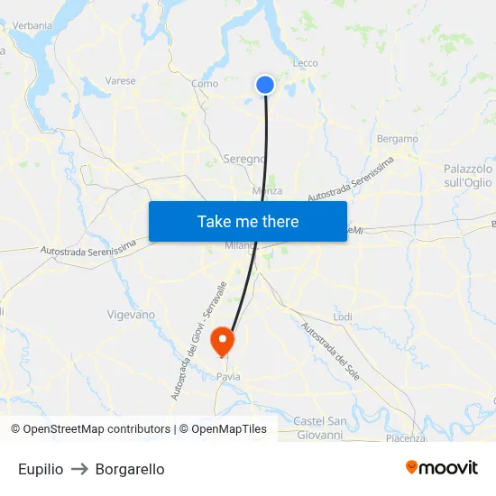 Eupilio to Borgarello map