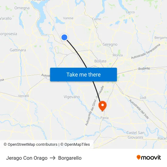 Jerago con Orago to Borgarello map
