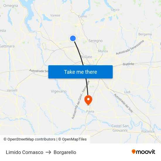 Limido Comasco to Borgarello map