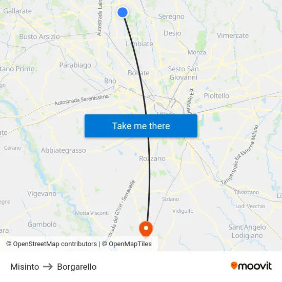 Misinto to Borgarello map