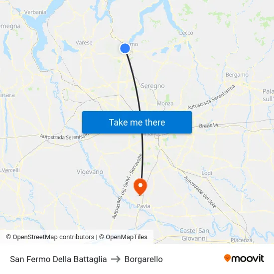San Fermo Della Battaglia to Borgarello map