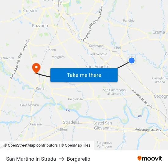 San Martino In Strada to Borgarello map