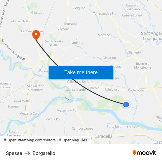 Spessa to Borgarello map