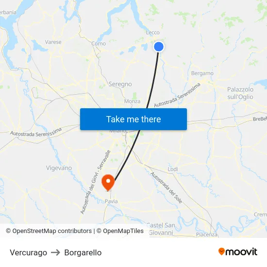 Vercurago to Borgarello map