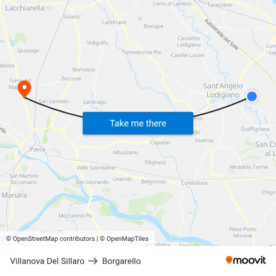 Villanova Del Sillaro to Borgarello map