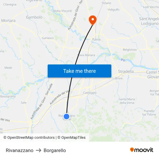 Rivanazzano to Borgarello map