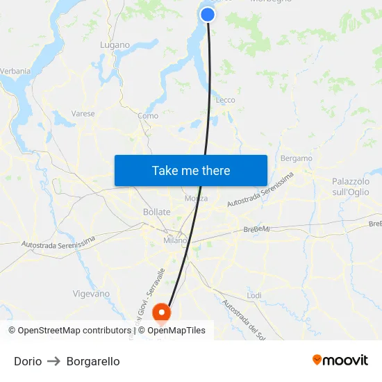 Dorio to Borgarello map