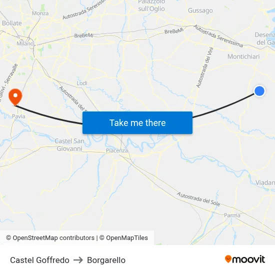 Castel Goffredo to Borgarello map
