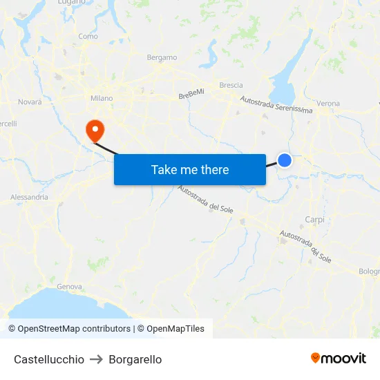Castellucchio to Borgarello map