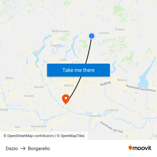 Customs to Borgarello map