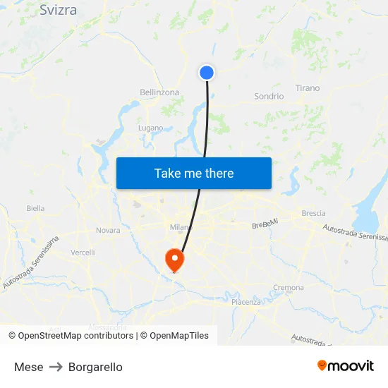 Mese to Borgarello map