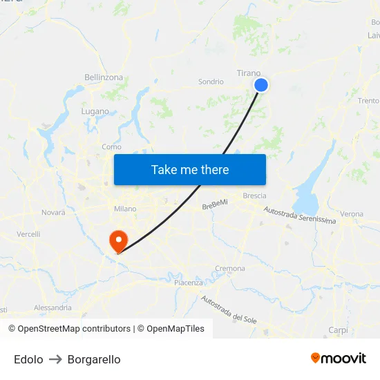 Edolo to Borgarello map